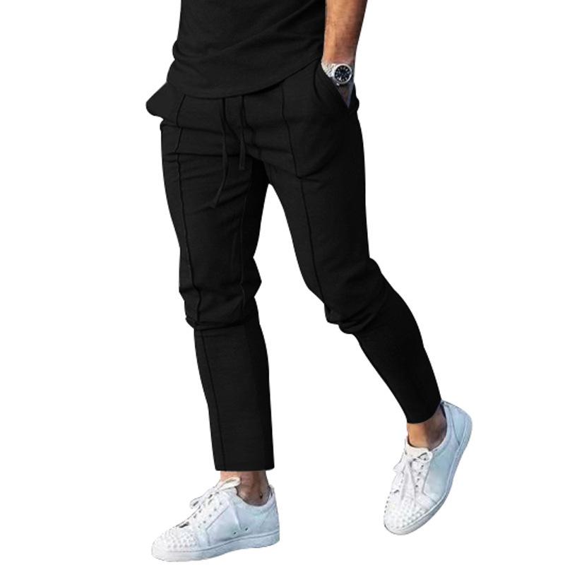 Fashion Men's Sweatpants Spring and Autumn Casual Pants High Street Pants Solid Colour Slim Car Fold Men's Casual Pants