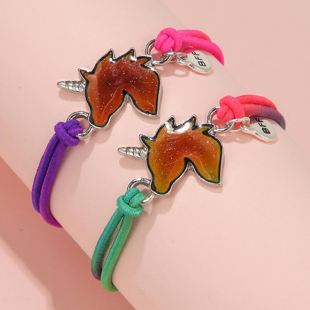 2 Stück BFF Passende Armbänder Temperaturfarbwechselnde Freundschaft Elastische Kordelarmbänder