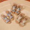 Fashion Women's Platform Sandals Summer Fashion Rhinestone Elastic Band Beach Shoes 2025 Casual Open Toe Flat Shoes Sandalias De Mujer