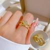 Real Gold Electroplated Opening Double-Layer Women'S Fashion Slightly Inlaid Light Luxury Ring Index Finger Ring, The Same Cold Wind