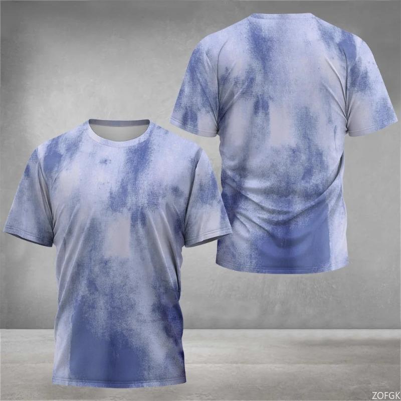 Summer Men s  Fashionable Casual Tie Dye New Fast Drying Badminton and Tennis Short Sleeves S