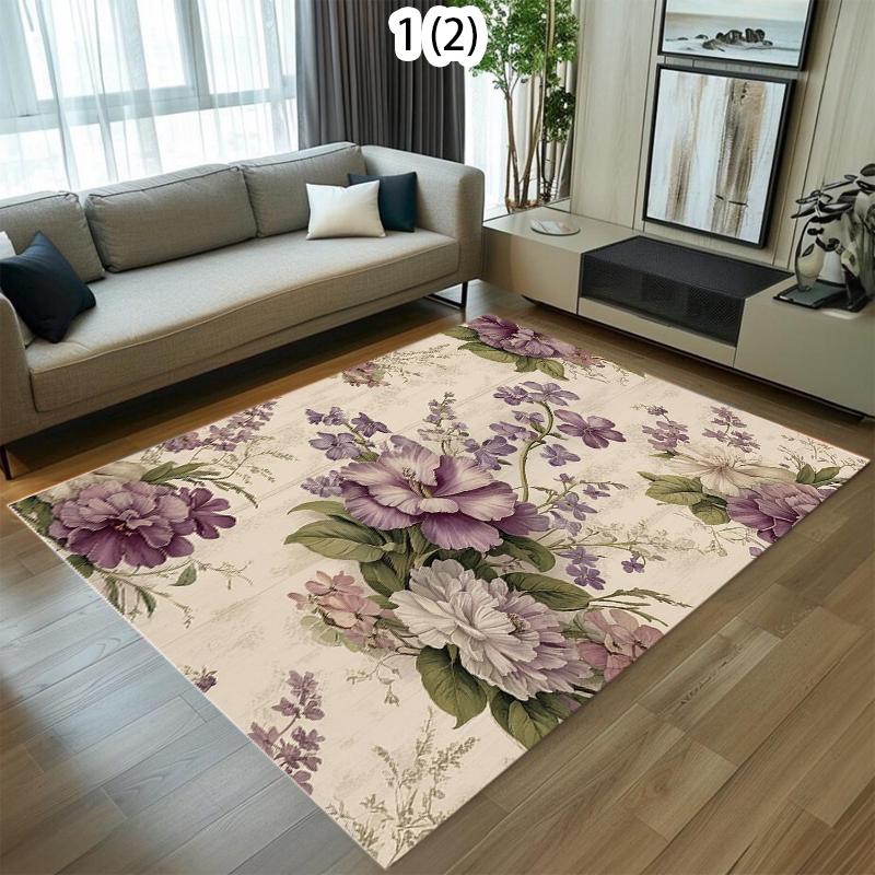 Großer blumiger Teppich Läufer für Wohnzimmer Heimdekoration Vintage Blumenmuster Matte Bodenteppich Weicher Teppich für Schlafzimmer Dekor