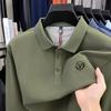 Men's Polo Shirt Lapel Long Sleeve T-Shirt Autumn Arrival V Letter Print Leisure Business Men's Wear