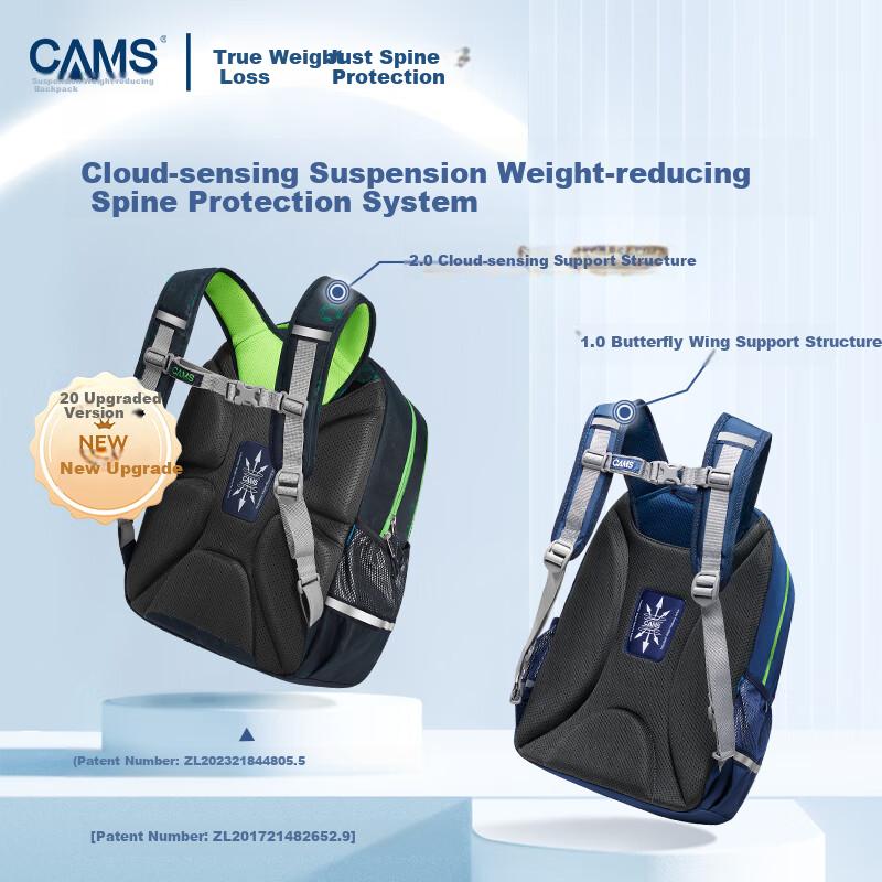 CAMS 2.0 Cloud-Sensing Suspended Weight Reduction Backpack for Grades 1-3 Boys And Girls, Large Capacity