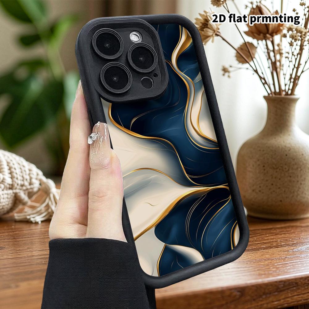 Phone Case: 2D Flat Design, Fits iPhone 13 Pro, 14, 15, 16, 17, 18, Colorfully Blended In Blue and White, Perfect for Christmas and Halloween Gifts