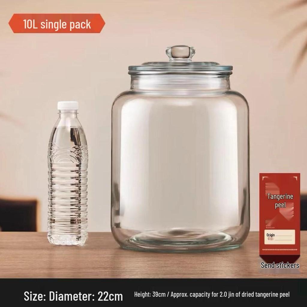 Transparent Glass Storage Jar with Lid for Food-Grade Dried Tangerine Peel and Spices