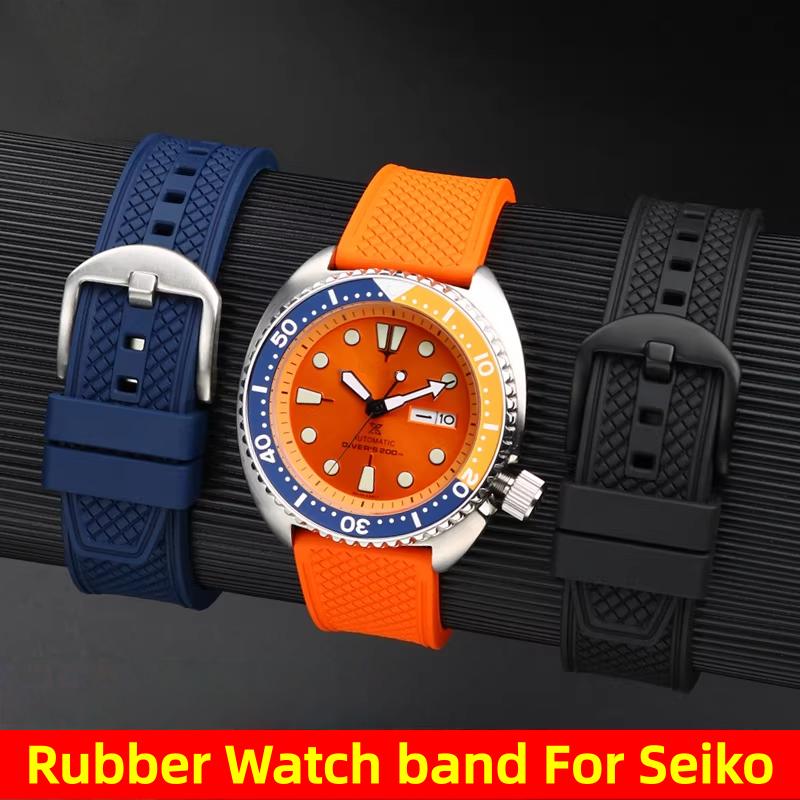 20mm 22mm Premium-Grade Fluororubber Watch Strap For Seiko IWC Rolex Casio Waffle Strap Universal Men Diver Sports Watch Band