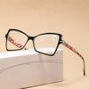 Women Man Anti Blue Light Reading Eyewear Retro Fashion Printed Presbyopia Eyeglasses Large Frame Cat Eye Reading Glasses