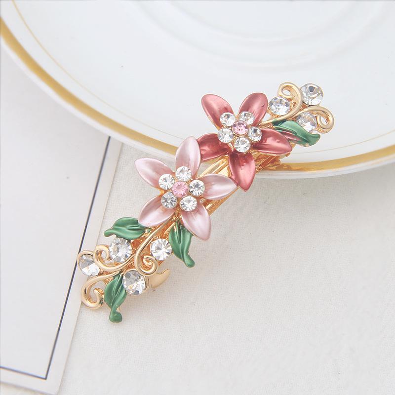 Flower Hairpin Women'S Back Of The Head Zinc Alloy Diamond Paint Hollow Butterfly Spring Clip Autumn And Winter Hairpin Hair Accessories