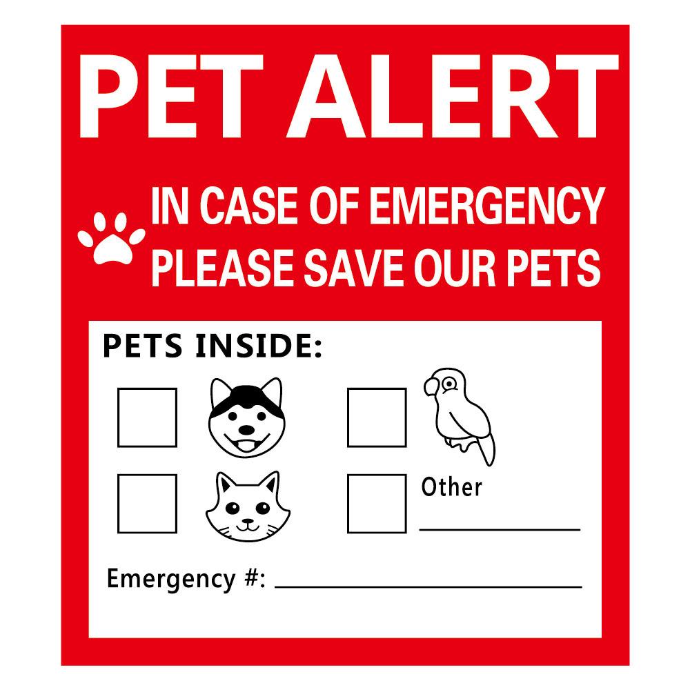 5pcs Pet Alert Safety Fire Rescue Sticker Save Pets Emergency Pet Inside Decal In Case Of Danger Pet In House Window Door Sign