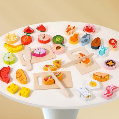 Kinderküche Kochset Holz Simulation Schneiden Obst Gemüse Lebensmittel Spielzeug Rollenspiel Lernspielzeug für Kinder