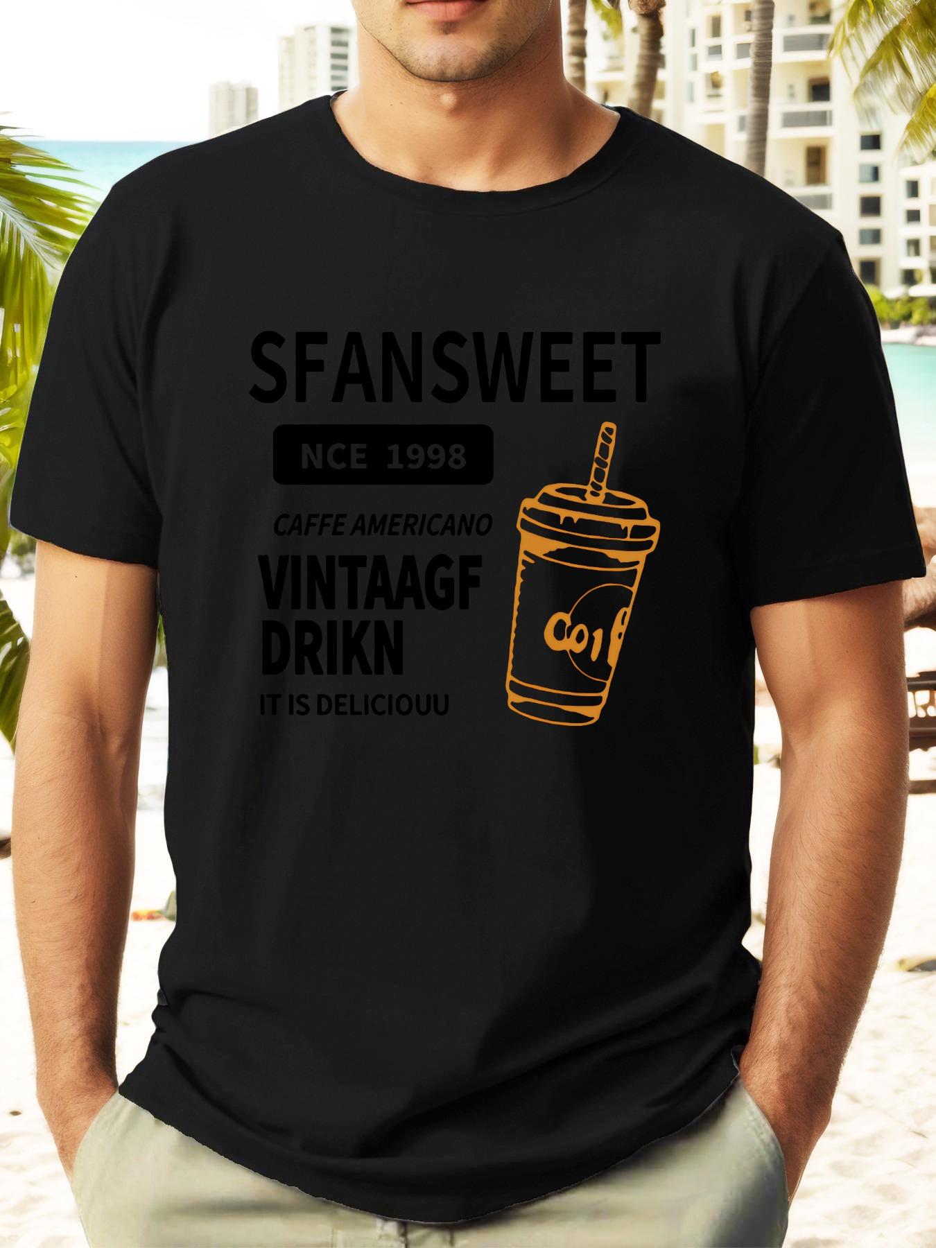 Vintage Coffee Graphic T-shirt - Retro 1990s Inspired Summer Casual Tee with Bold Sweet Coffee Print S