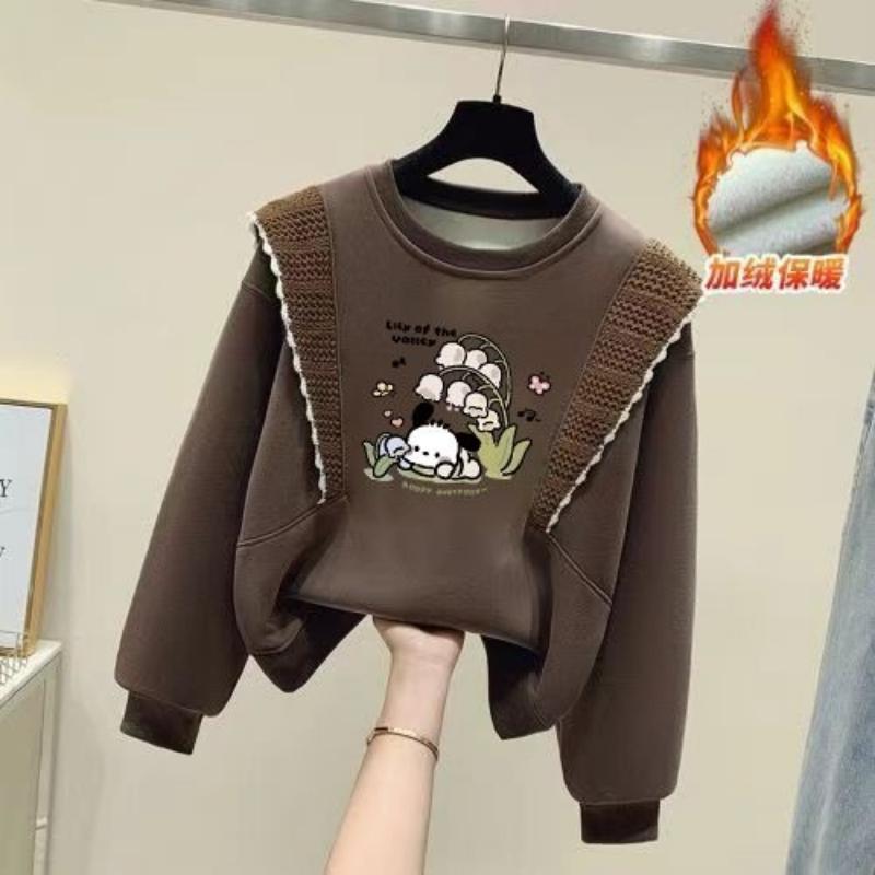 Children's Casual Cartoon Puppy Hoodie Autumn and Winter Girls' Fashionable Ruffled Long-sleeved Coat
