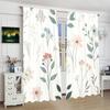 2pcs- Hand-painted Plant-printed Curtains -100% Polyester Material, Suitable for Bedroom Curtains and Living Room Decoration,