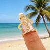 Gold Sea Animals Ring for Women Rhinestone Seahorse Turtle Dolphin Starfish Seashell Double Layer Adjustable Ring Bohemian Beach Jewelry Gift for
