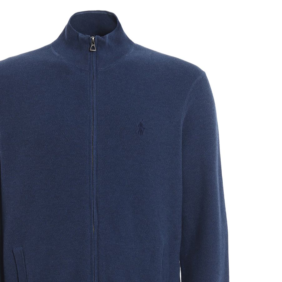Polo Ralph Lauren Embroidered Pony Full-Zip Textured Knit Sweater Men Sweater 710936906-001