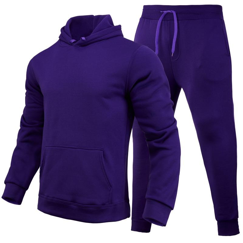 Frühling Herbst Slim Fit Einfarbig Hoodie Set Urban Casual Pullover Herrenbekleidung Hosen Sets