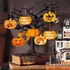 10pcs Decorative Wood Pumpkin Blanks Paintable Plaque for Creative Halloween and Thanksgiving Projects Party Supplies