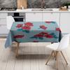 Rustic Floral TableclothElegant Red Blue Rose Print for Home Dining Tables, Perfect Decor in Living Room or Kitchen 105x206cm (4