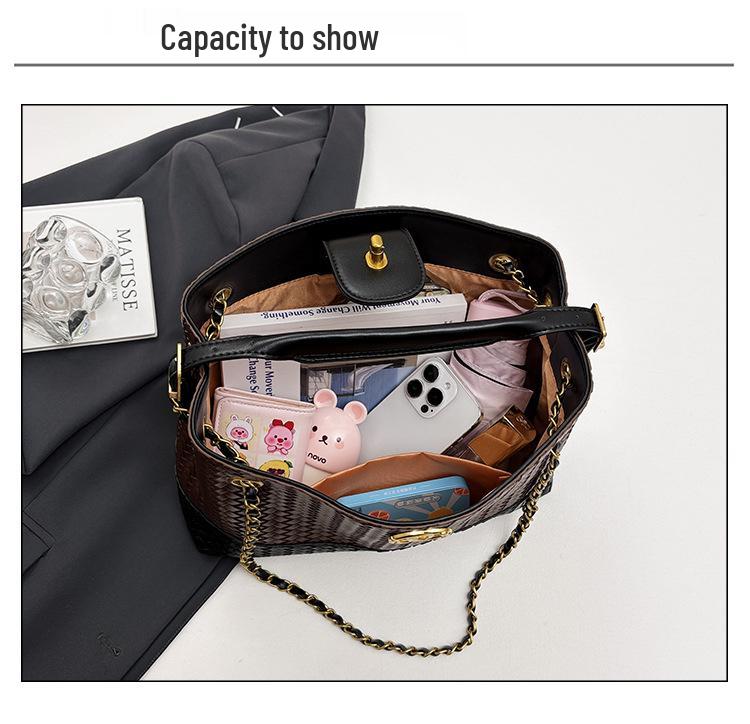 Retro gewebte Damen Umhängetasche - Schultertasche mit großem Fassungsvermögen und modischer Textur