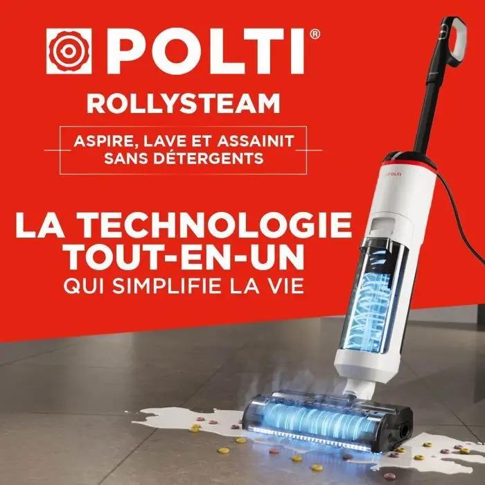 Polti RollySteam WD10 Steam Vacuum and Floor Washer, 7000 Pa, 0.6 L - Black/White