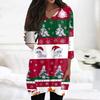 Womens Tops V-neck 3/4 Sleeve Blouses Casual Mid-length Shirts Fashion Christmas Print Tunic Tops With Pockets