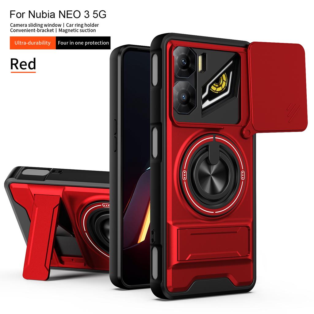 For ZTE Nubia Neo 3 Case ZTE Nubia Neo 3 5G Cover Nubia Neo3 Magsafe Magnetic Fold Holder Military Armor Camera Protection Cover