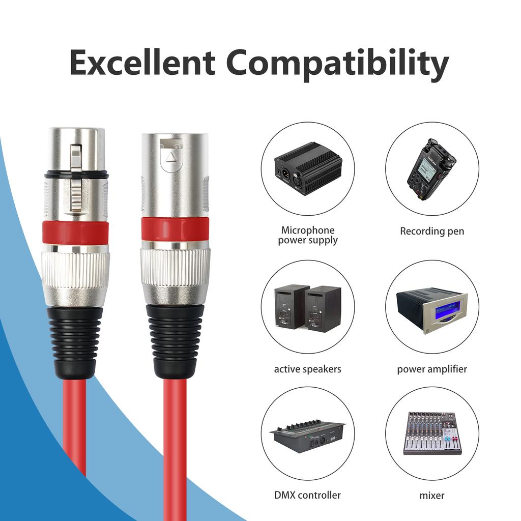 5-10Pcs XLR Male To Female Mic Cable Multi Colored XLR Male To Female Microphone AUX Cord for Mic Mixer Recording Studio Podcast