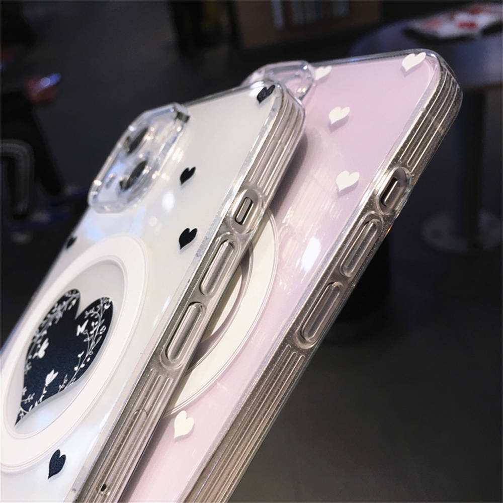 Wireless Charge Batterfly Love Heart Phone Case For Iphone 14 13 12 11 Pro Max 14 Plus 14pro Shockproof Bumper Soft Clear Cover