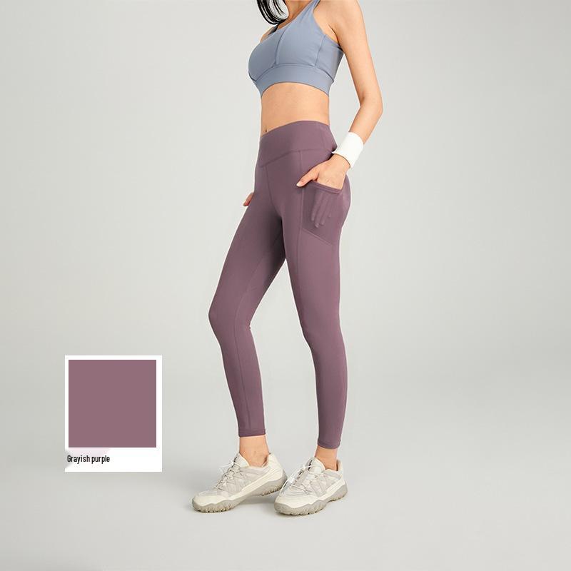 High-Waist Butt-Lifting Women's Yoga Pants with Side Pockets - Slim Fit, Leg-Slimming Fitness Leggings