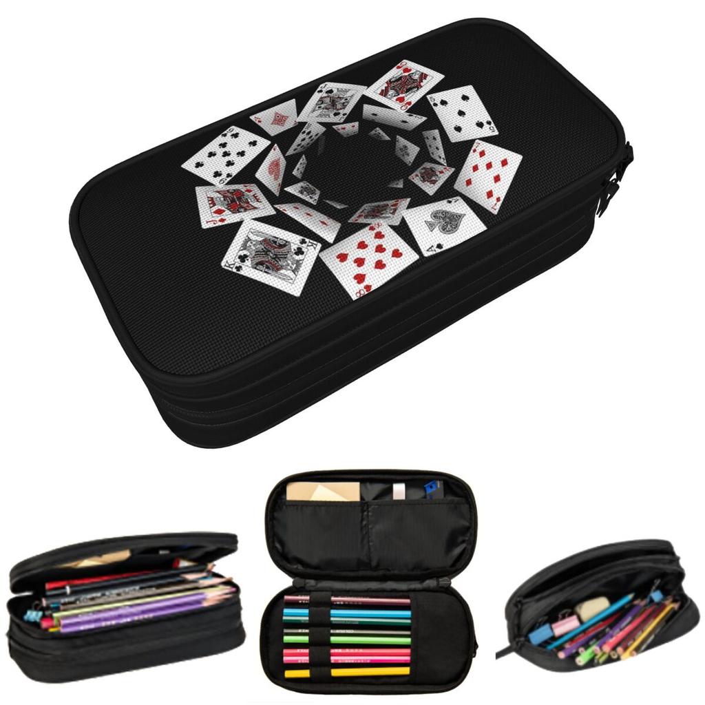 Falling Poker Card Pencil Case for Boys Girls Gifts Pen Box Pencil Bag Stationery Supplies Pen Holder Bag
