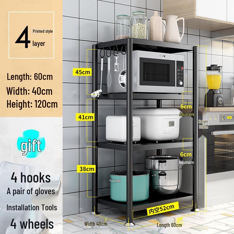 Freestanding Multi-Layer Kitchen Storage Rack for Microwave and Pots