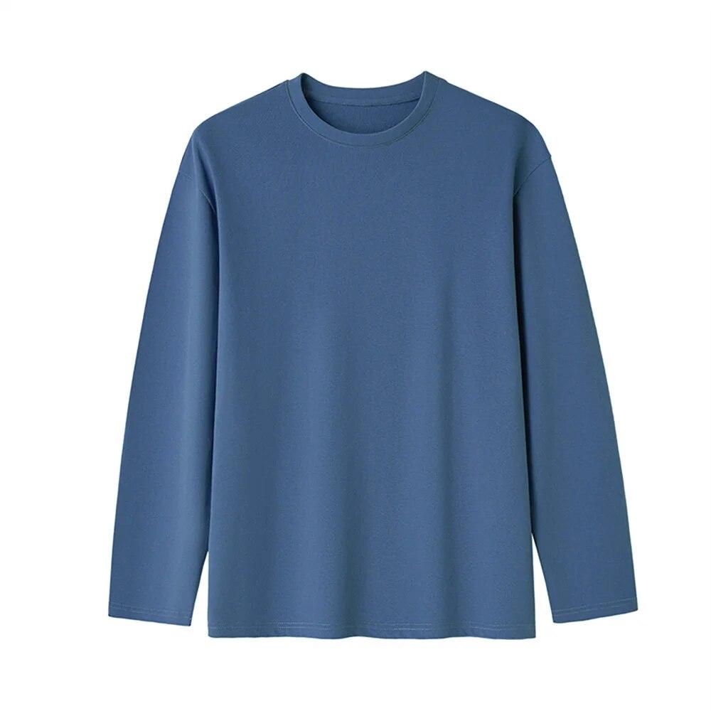 100% Cotton Multi Colors Men's Long-sleeved T-shirt Women Casual Loose T Shirts Basic Style Bottoming Shirt Blouse Tops Tees