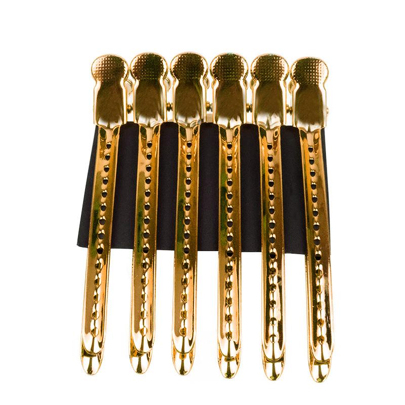Metallfarbene Stahlklemme Edelstahl-Entenschnabelklemme Ein-Wort-Klemme Handdruck Wellblechklemme Friseursalon Styling Trennwand Positionierungsklemme