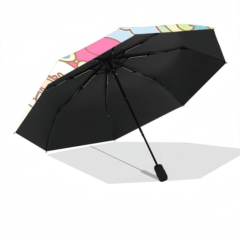 1pc Hello Kitty & Friends Automatic Opening/Closing Umbrella - Portable Three-Fold Design with 8-Bone Iron Frame - Outdoor - Perfect Gift for Fans, Tr