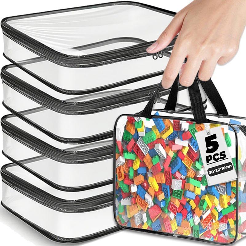 Large Toy Storage Bags Reusable Clear PVC Board Game Pouches Travel Waterproof Organizer Bags for Books Building Blocks Puzzle