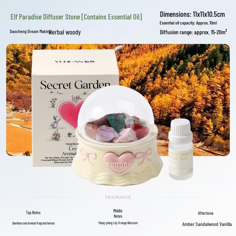 Aroma Diffuser Stone Gift Box for Girls - Crystal Ornament with Essential Oil Fragrance, Long-lasting Light Scent