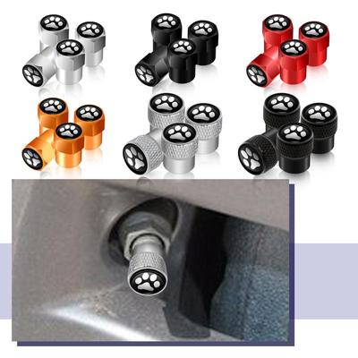 Kreatives cooles Design Pfote Haustier Tier Pfote Fußabdrücke Emblem Auto Reifen Ventilkappe Reifen Staubkappe Dekor für Universal Car Styling 4 Stück