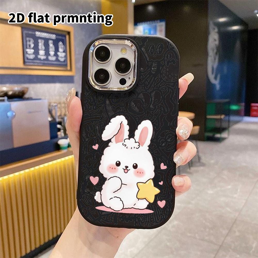 Phone Case: 2D Flat Design Suitable for iPhone 18 17 16 15 14 13 Pro, Couple Style, White Little Rabbit, Christmas and Halloween Gift