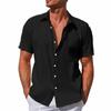 Designer Spring Summer Men's Casual Cotton Linen Solid Color Short Sleeve Shirts Loose Shirts
