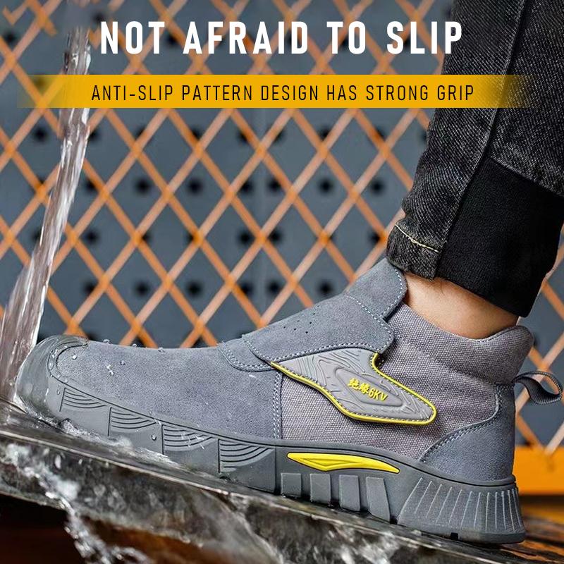 Cizme de siguranță pentru bărbați, care sudează pantofi de lucru industrial, cizme de lucru anti-alunecare, anti-punctură, cizme indestructibile, anti-zdrobire.