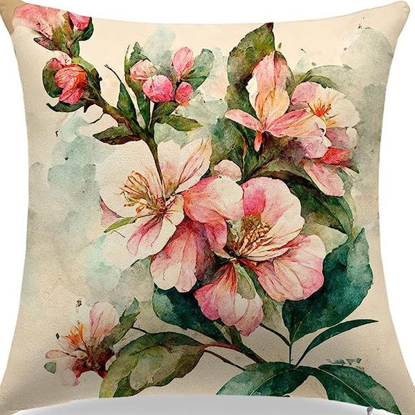 American Retro Linen Peach Leather Velvet Pillow Case Living Room Sofa Office Car Cushion