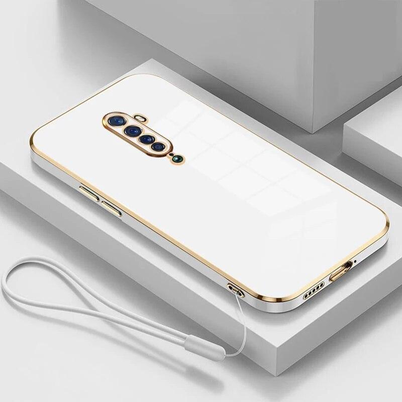 

Чехол для OPPO Reno2 F, чехол для телефона Oppo Reno2z Oppo Reno 2, чехол CPH1989 CPH1907, роскошный противоударный чехол с квадратным покрытием For OPPO Reno2F&Case & Strap снег белый