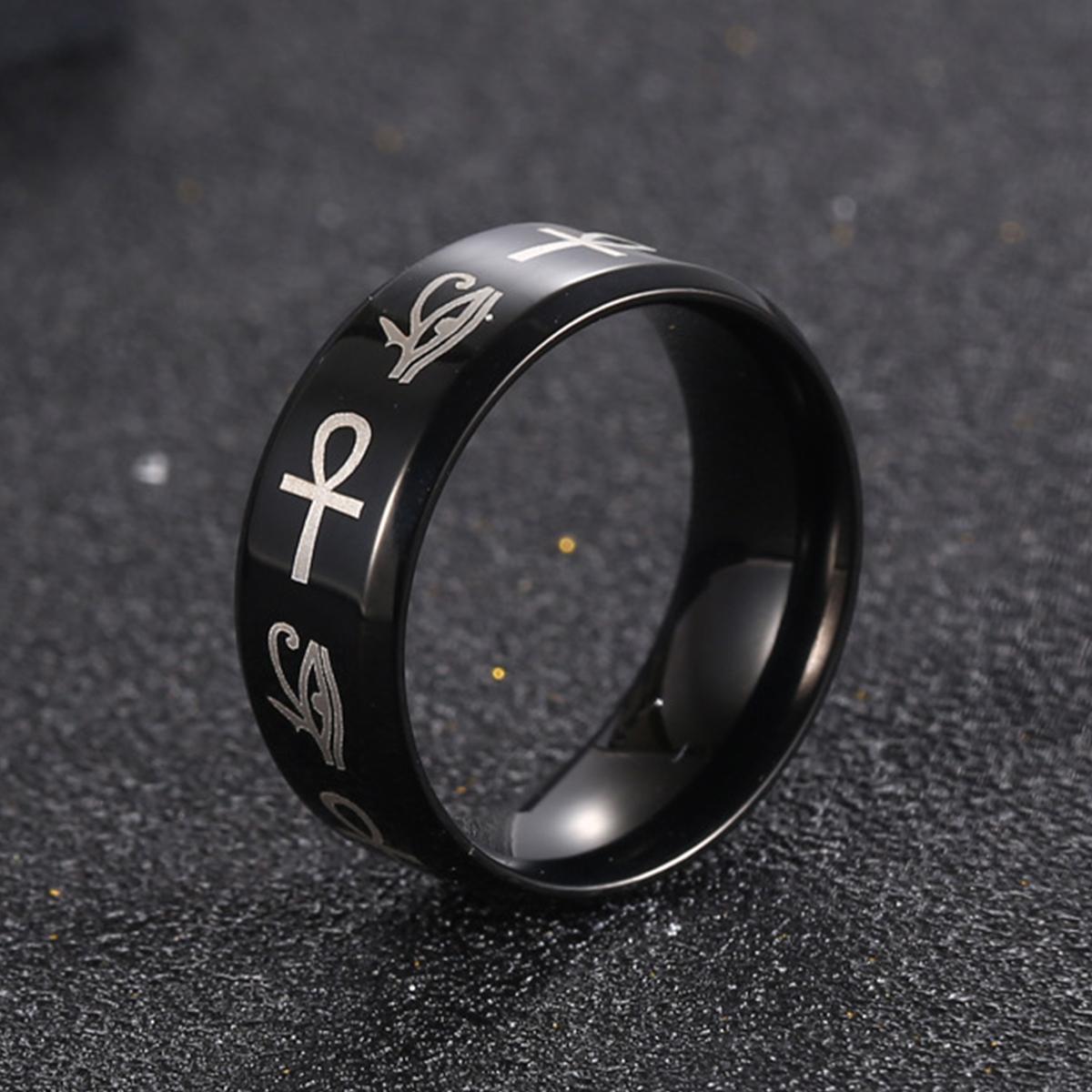 

Evil Devil Eyes Ring Female Male Cross Eyes Stainless Steel Metal Good Luck Fortune Hip Hop Rock Jewelry Gift 6 чёрный