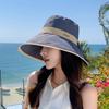 Summer Surround Big Brim Sun Hat Children Linen Splicing Bow Bucket Hat Outdoor Fashion Versatile Sunscreen Hat