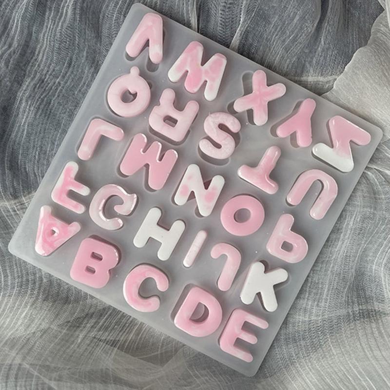 Lesklý lesklý střední abecední klíčenka Silikonová epoxidová pryskyřice Forma DIY přívěsek na klíčenku Šperk pro výročí Dárková