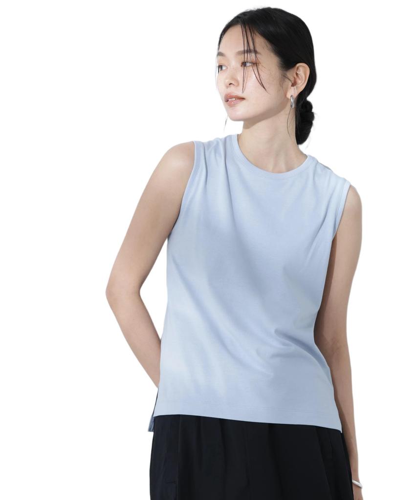 Nano Universe Sweat Colorful Sleeveless Size M Sax Anti-Soaked (R) Stain-Resistant T-Shirt, Women's, (115cm), (Product Code 669-5124307)
