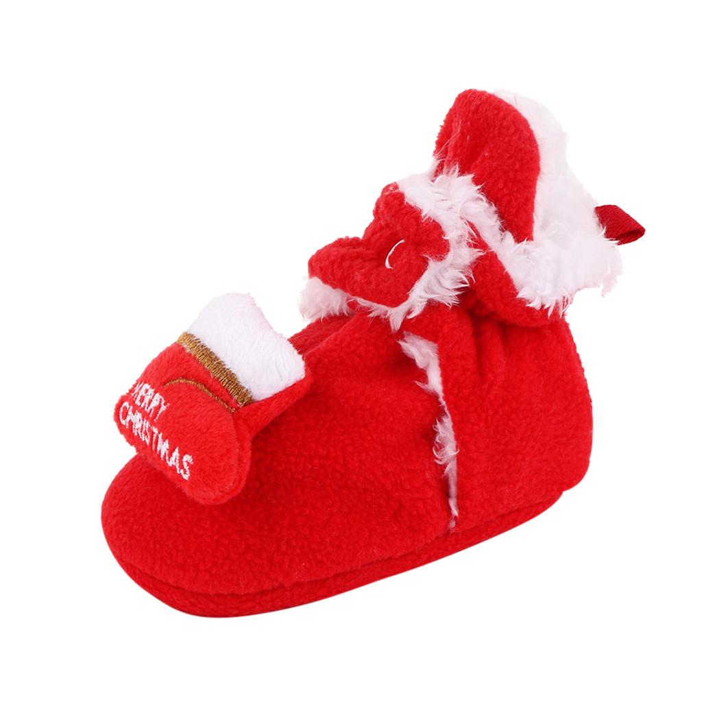 Newborn Infant Baby Girls Christmas Shoes Footwear Crib Warm Winter Bootie