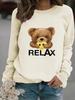 European & American Women's Casual Long-Sleeve Cartoon Bear Pullover Hoodie
