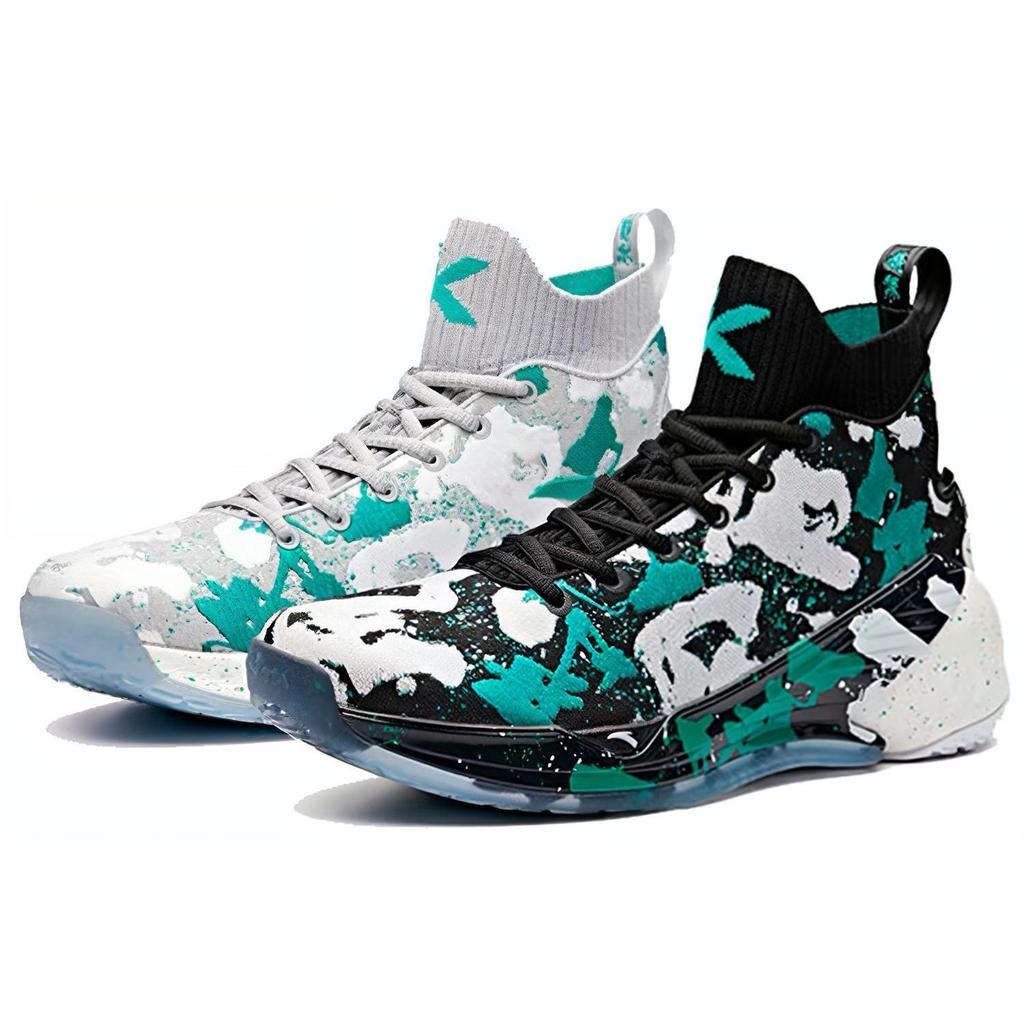 Anta KT4 Still Water Mismatched Trendy Cushioning Slip Resistant High top Basketball Shoes Men's Black White Green 11841101-16